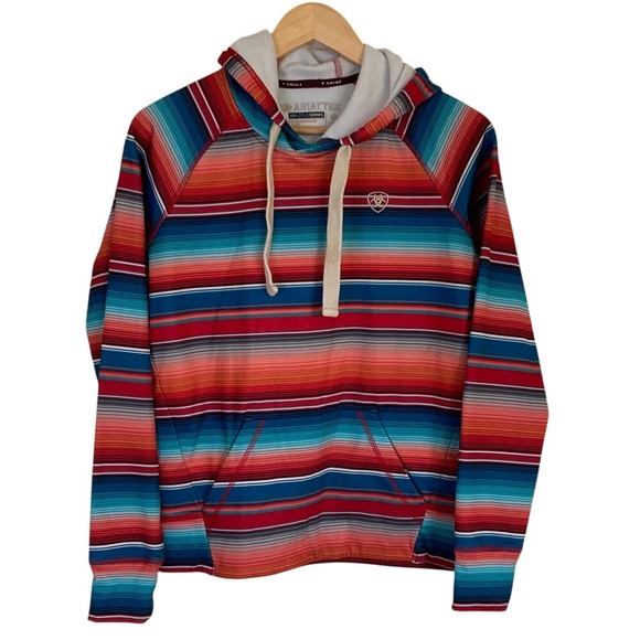 Ariat Other - AriatTEK Mens Cold Series Striped Hoodie Size Small Vibrant Colors Performance